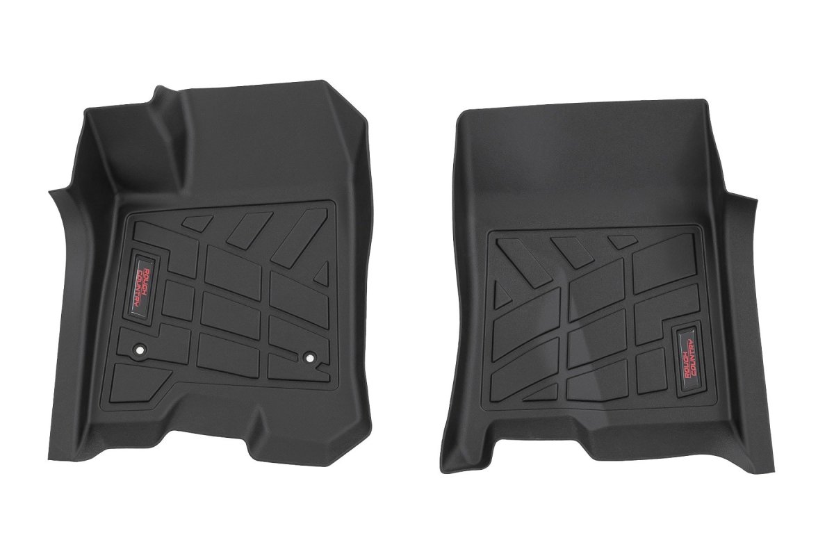 Chevrolet Colorado Floor Mats - Front - Rough Country - Sure-Fit, All-Weather, Thermoplastic Rubber - '23-'26
